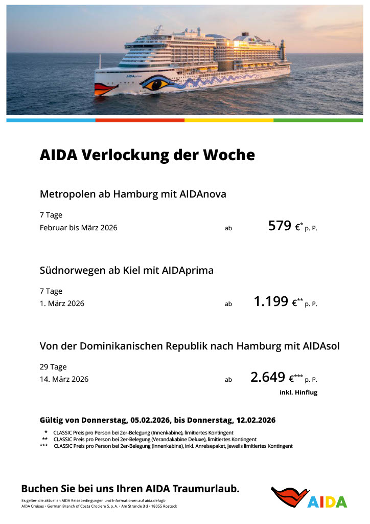 AIDA Verlockung der Woche
