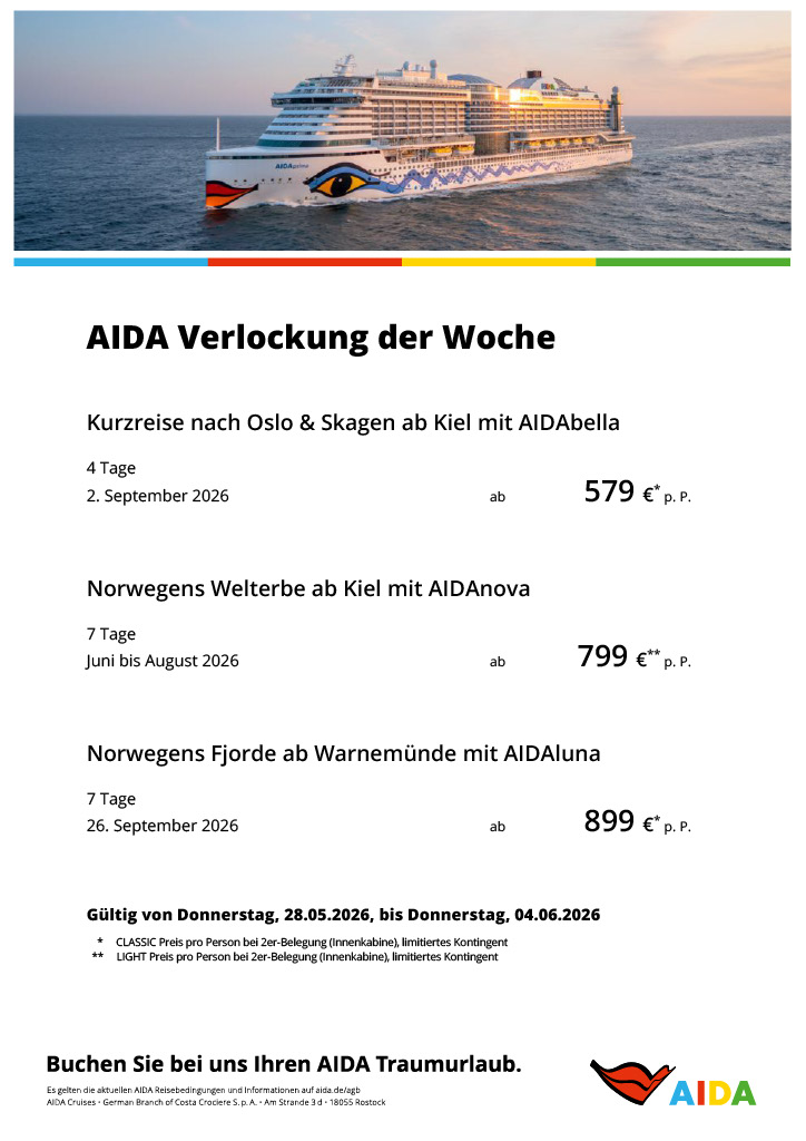 AIDA Verlockung der Woche