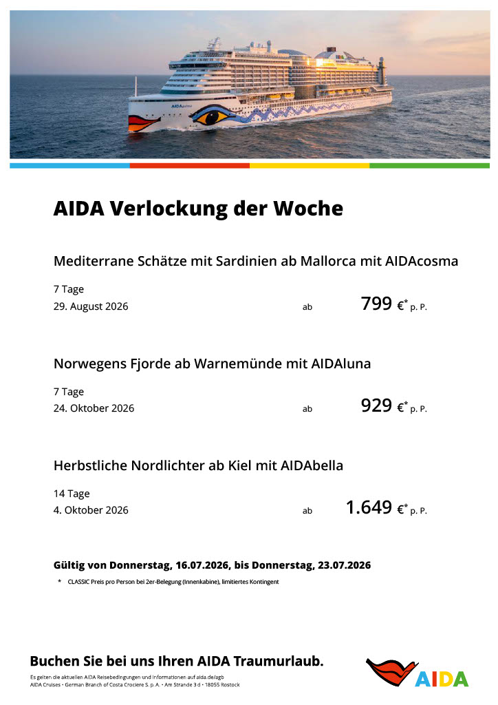 AIDA Verlockung der Woche