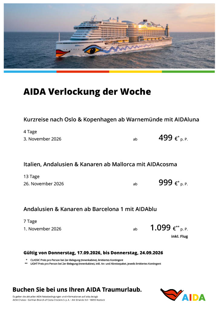 AIDA Verlockung der Woche