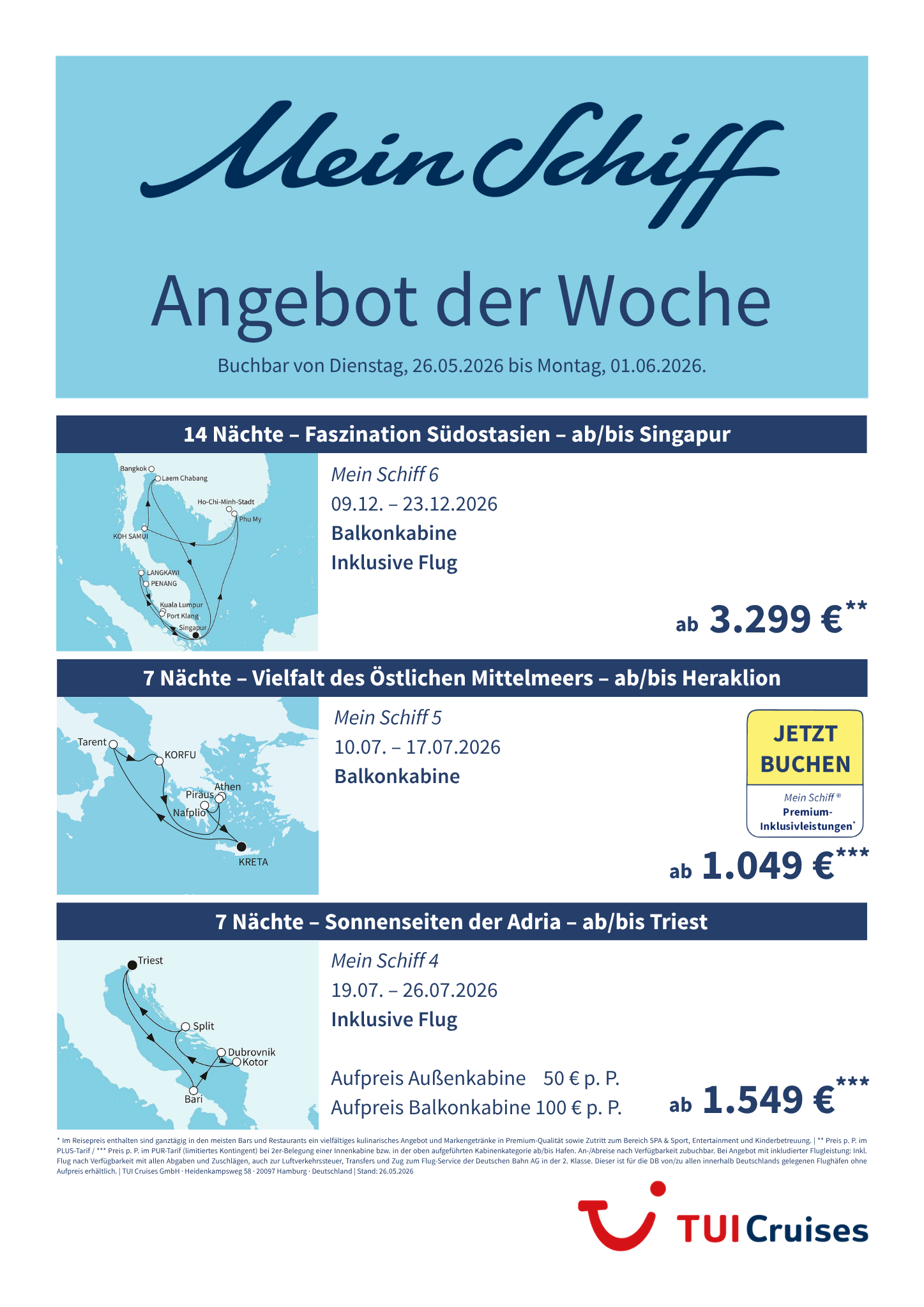 Mein Schiff Angebote der Woche