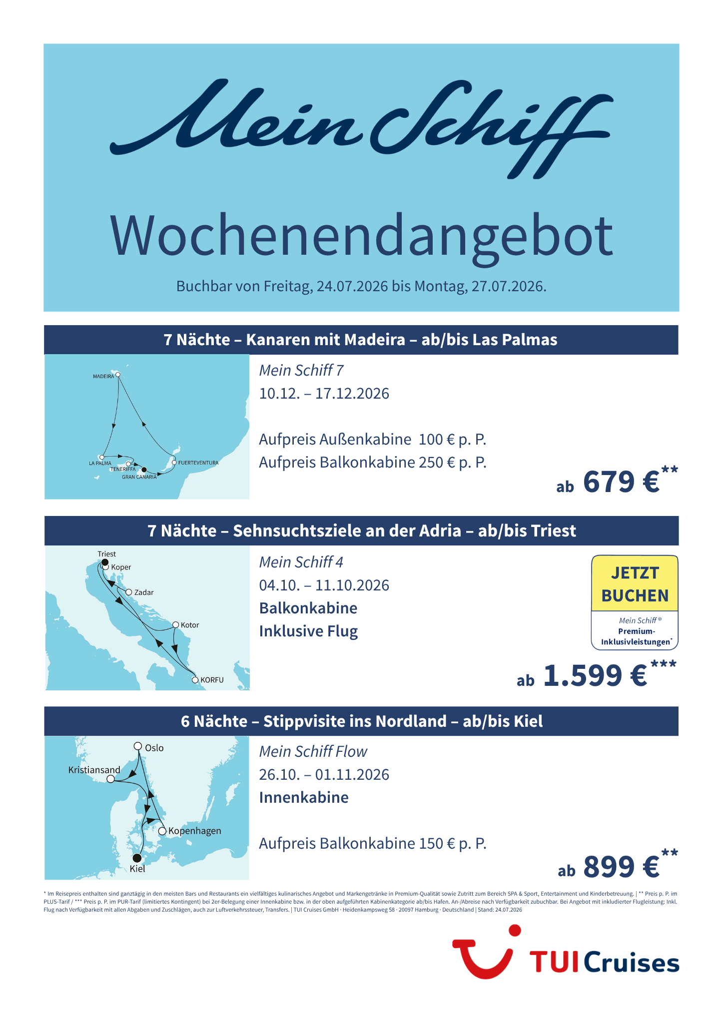Mein Schiff Wochenendangebote