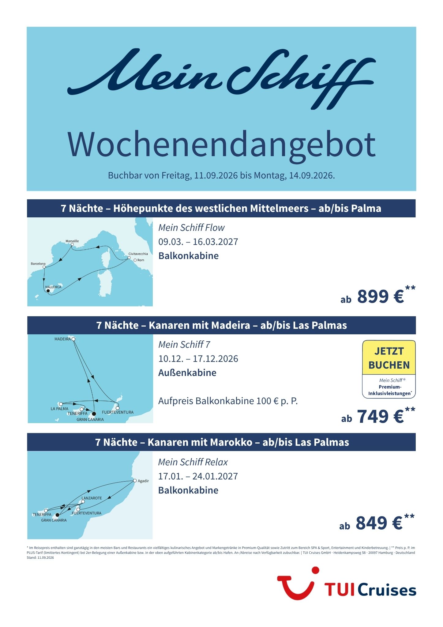 Mein Schiff Wochenendangebote
