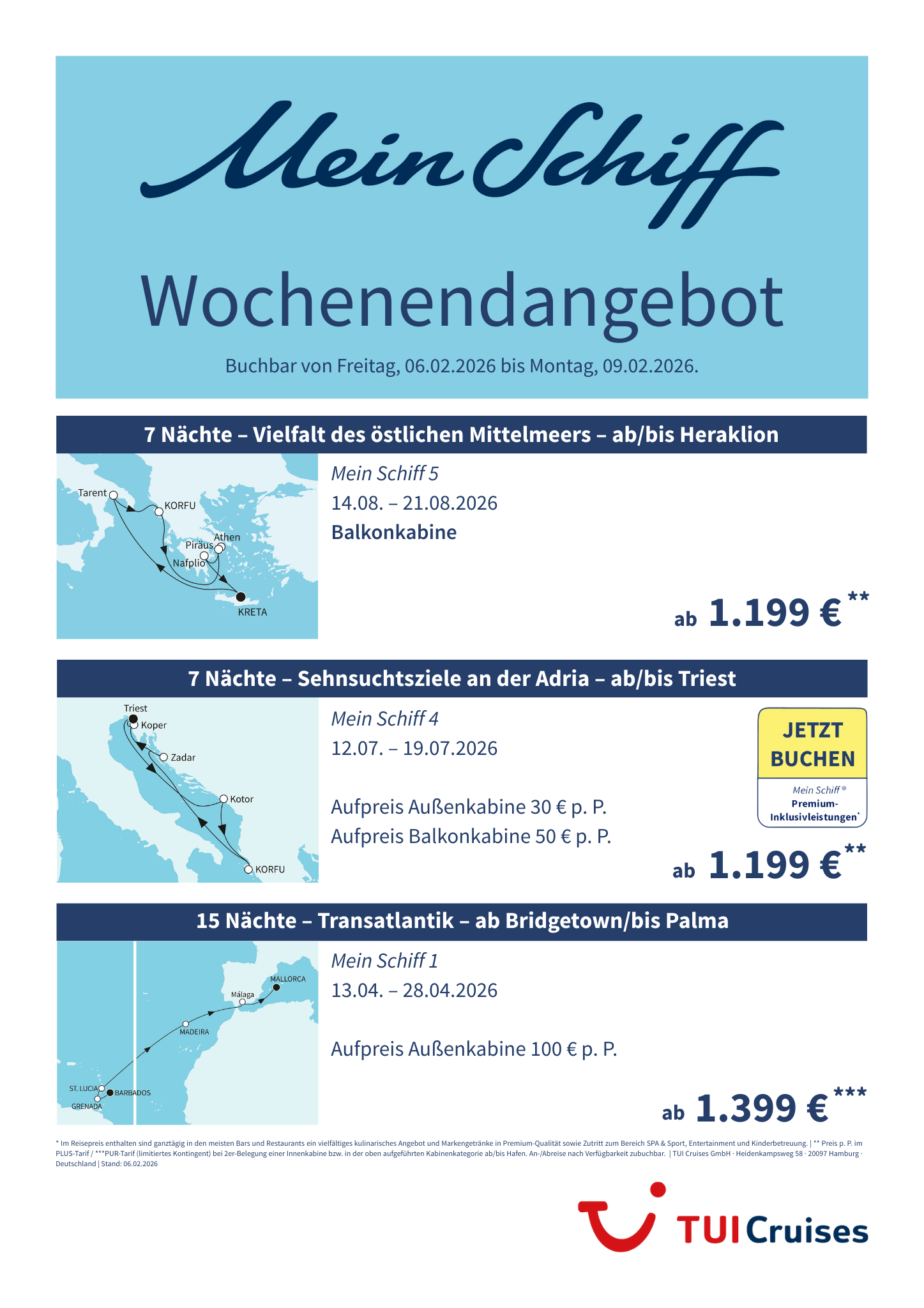 Mein Schiff Wochenendangebote