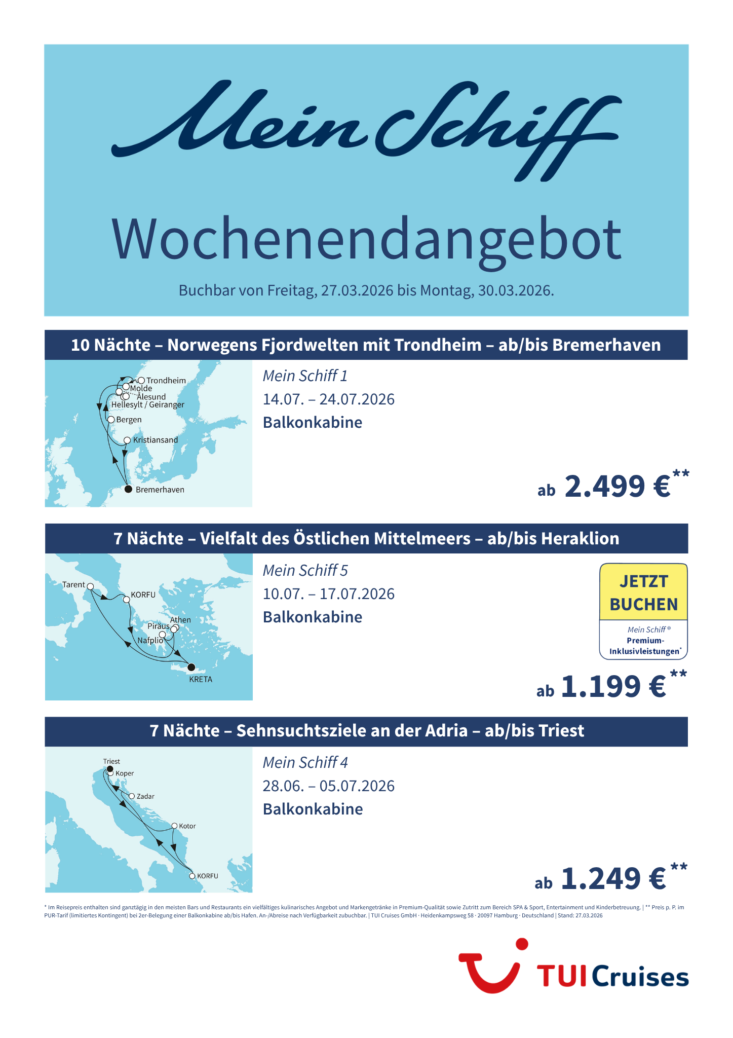 Mein Schiff Wochenendangebote