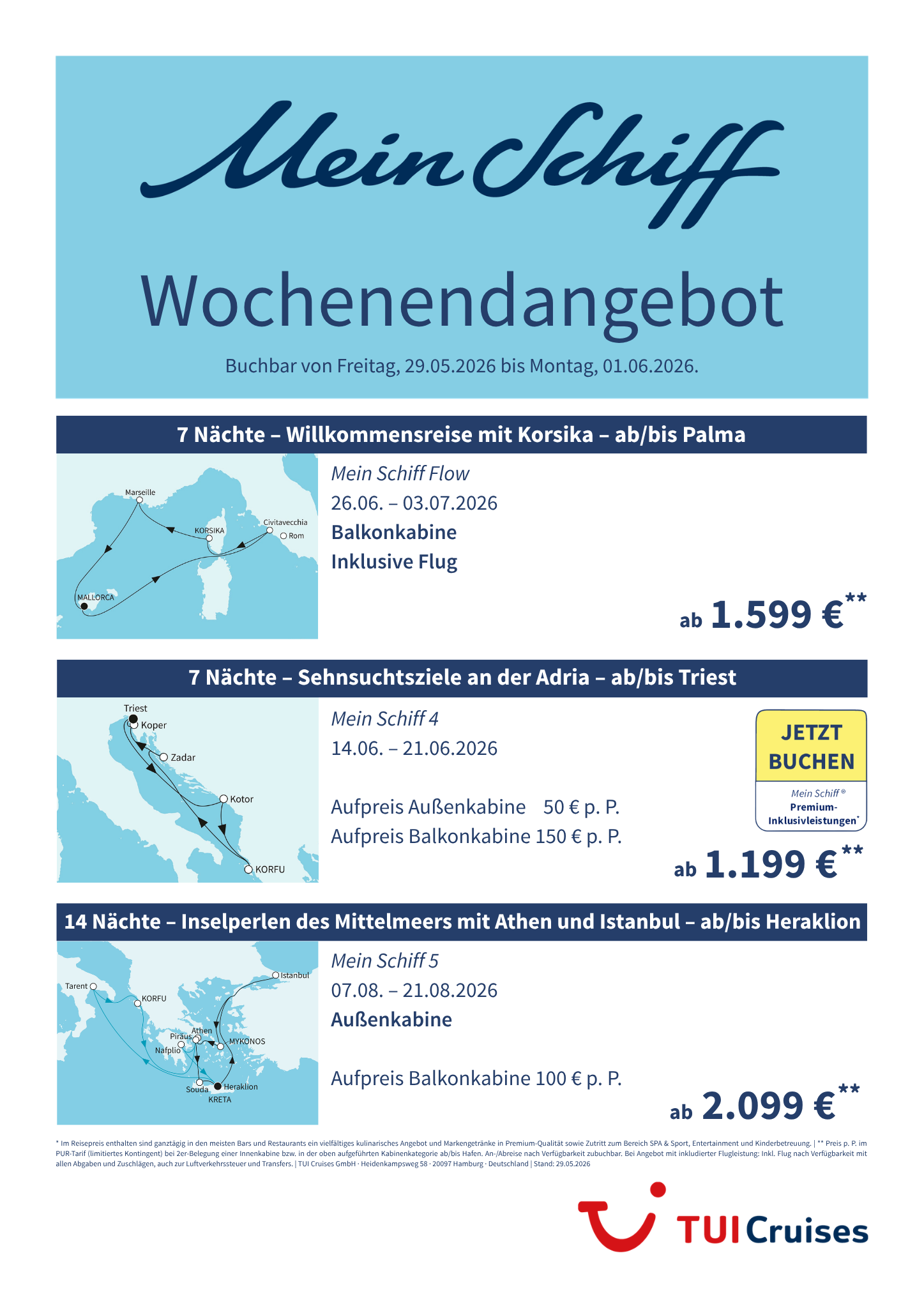Mein Schiff Wochenendangebote